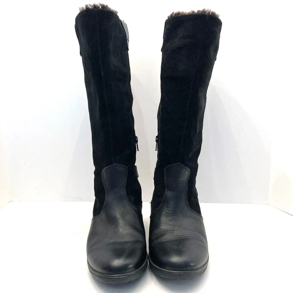 Hotter Suede Winter Boots Leather Faux Fur Felt Lined UK 6 US‎ Womens 8